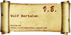 Volf Bertalan névjegykártya